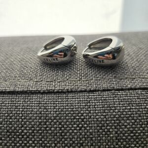 Authentic Celine Silver Dome Hoop Earrings